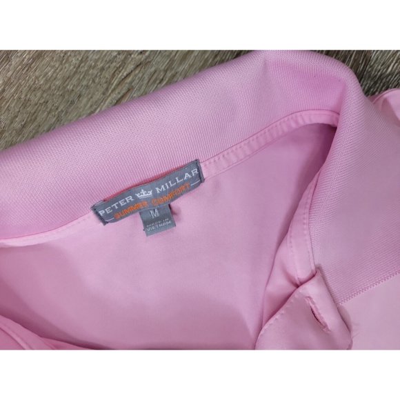 Peter Millar Summer Comfort Men's M Pink Polo Shirt Embroidered* Performance SS - Picture 4 of 10